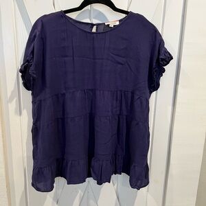 ANDREE BY UNIT Blue Boxy Short Sleeve Blouse